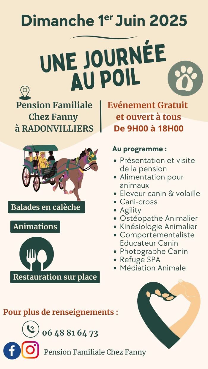 2025 06 01 - Une journée au poil - Radonvilliers.JPG © Pension Familiale Chez Fanny