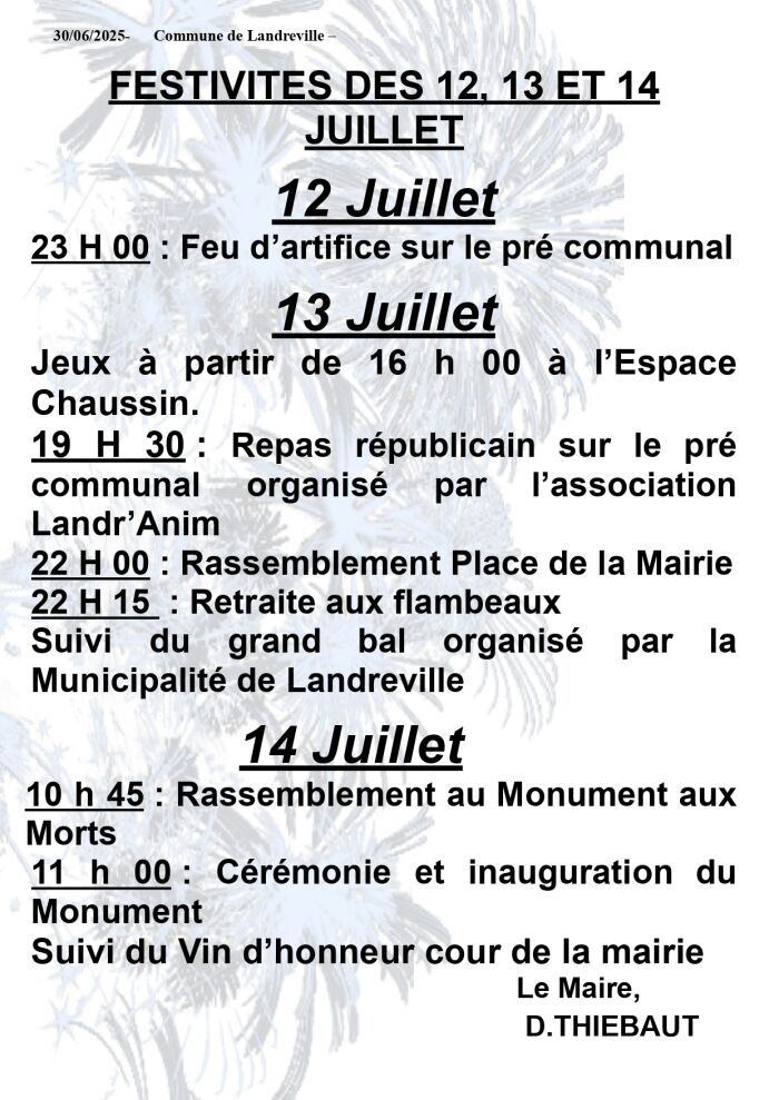 14 juillet - Landreville.jpg Mairie Landreville