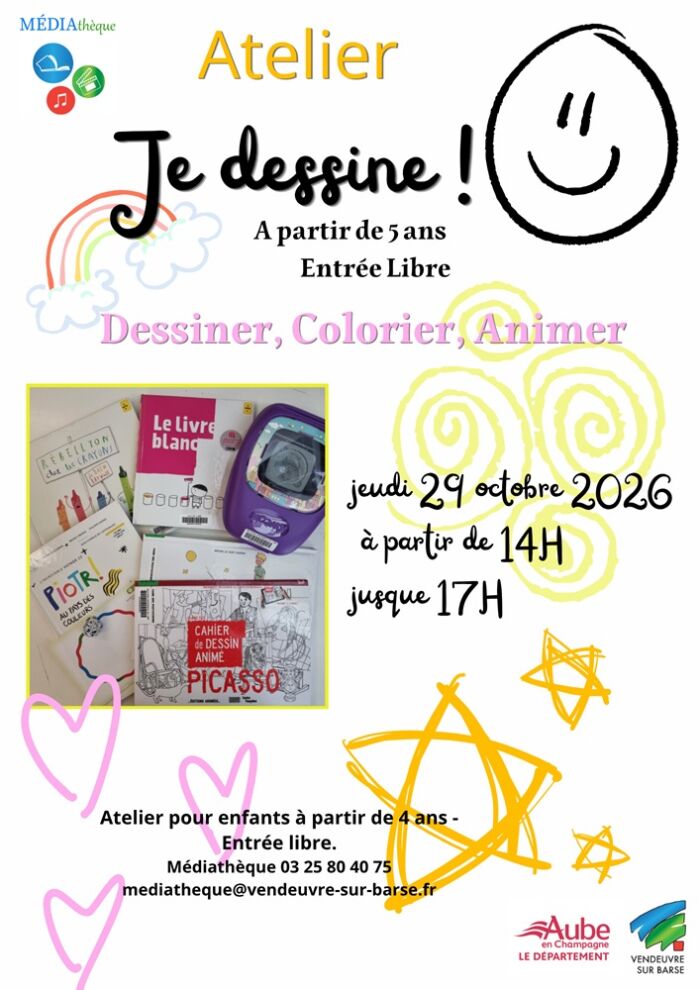 2026 10 29 - Atelier Je dessine - VSB.jpg Médiathèque de Vendeuvre-sur-Barse