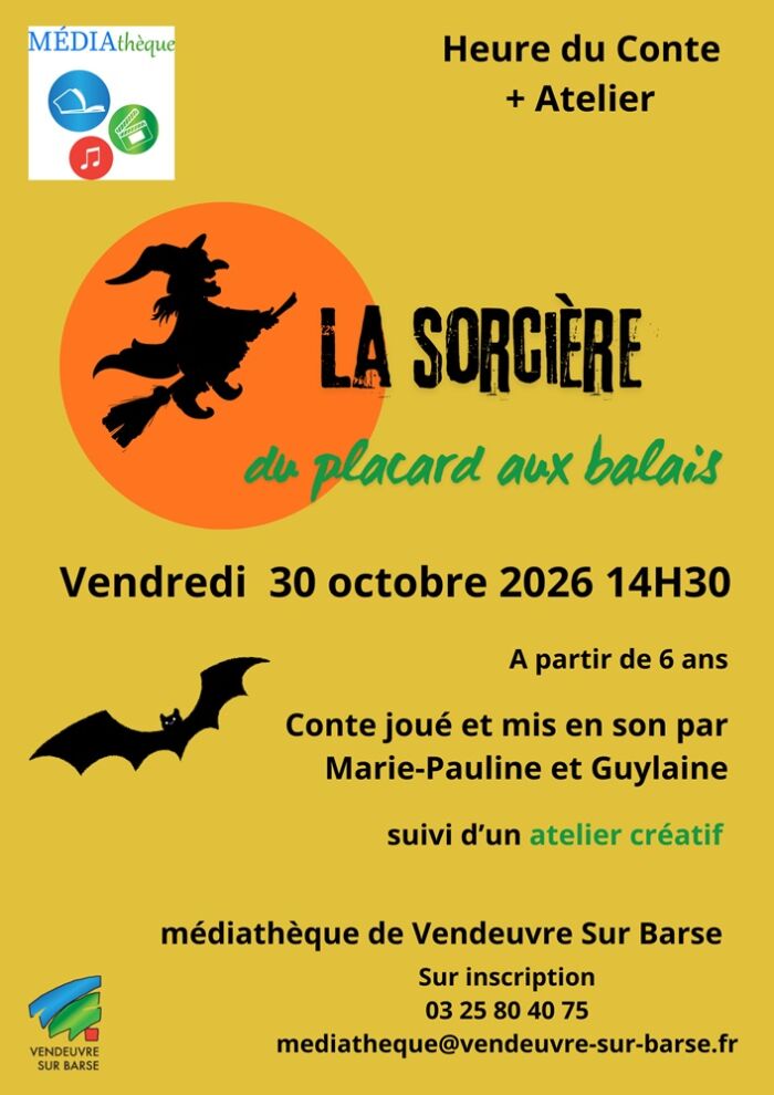 2026 10 30 - Heure du conte+Atelier - VSB.jpg Médiathèque Vendeuvre-sur-Barse