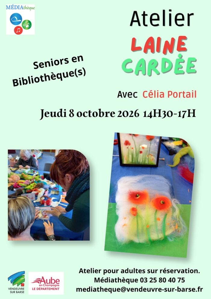 2026 10 08 - Atelier Laine Cardée - VSB.jpg Médiathèque Vendeuvre-sur-Barse