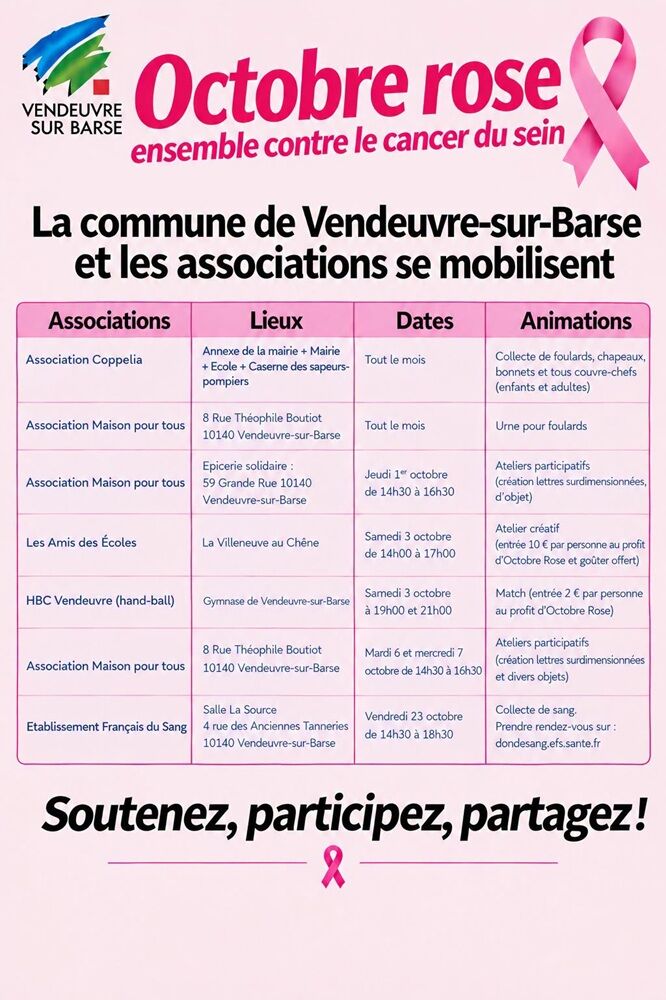 octobre rose vsb.jpg Commune de Vendeuvre-sur-Barse