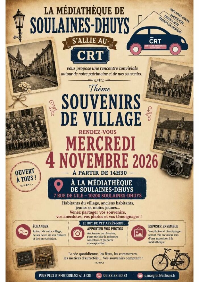 2026 11 04 Après-midi Souvenirs de village - Médiathèque SLN.jpg Médiathèque de Soulaines-Dhuys
