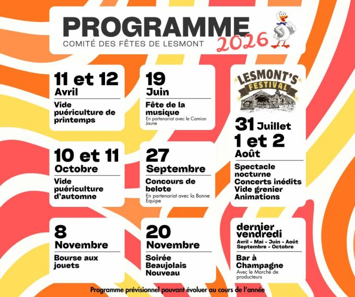 programme lesmont's festival 2026.jpg Comité des fêtes de Lesmont