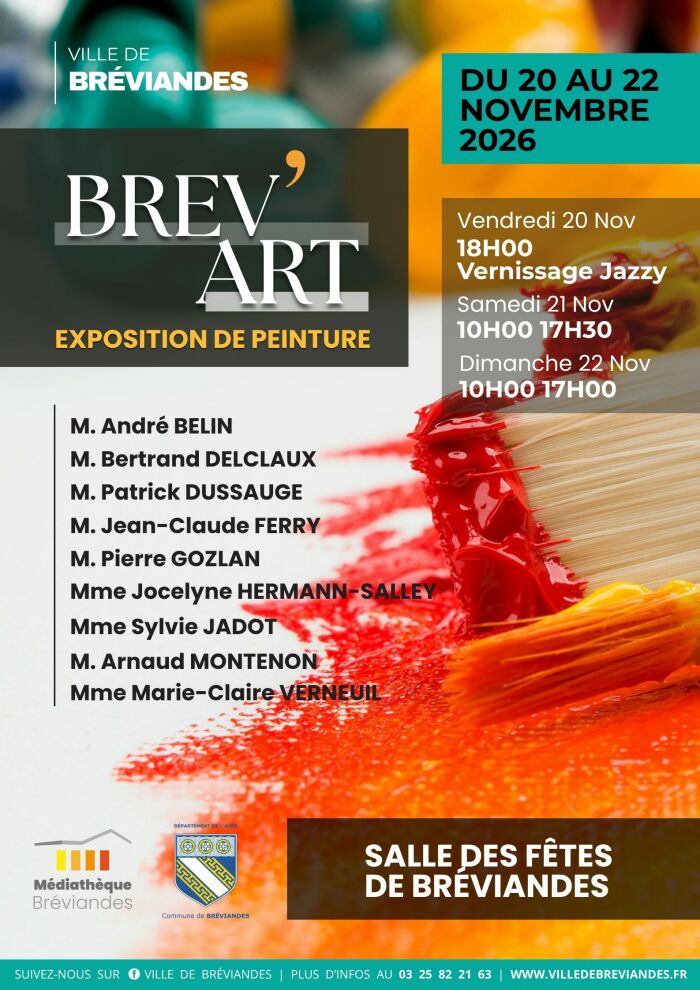 Affiche expo brev art Médiathèque de Bréviandes
