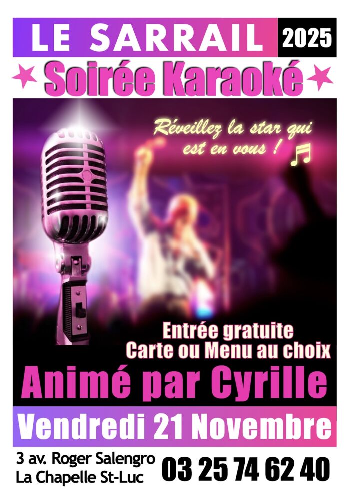 affiche soirée karaoké Le Sarrail