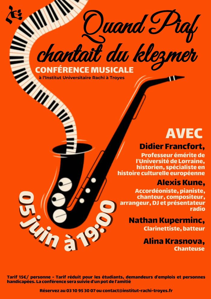 Conférence musicale « Quand Piaf chantait du klezmer »_Troyes Institut Rachi