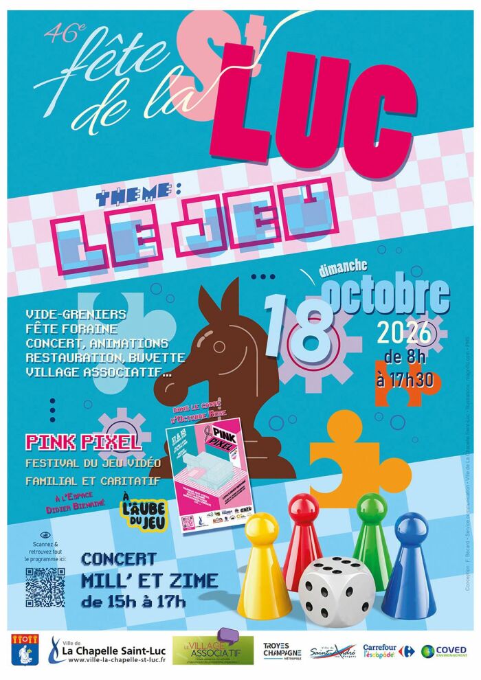 affiche fête de la st luc Conception : F. Bécard - Service communication - Ville de La Chapelle Saint-Luc - Illustrations : magnific.com