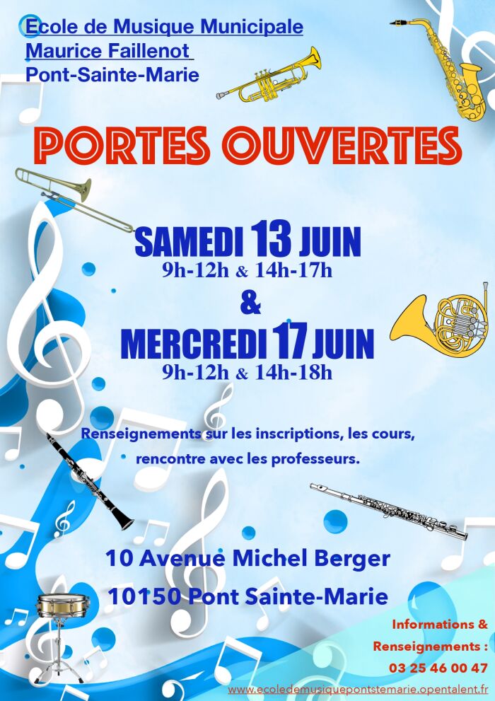 Journées Portes Ouvertes de l’école de musique_Pont-Sainte-Marie Ecole de Musique Maurice Faillenot