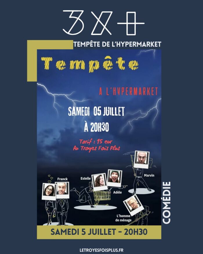 Affiche tempête à l'hypermarket Le Troyes Fois Plus