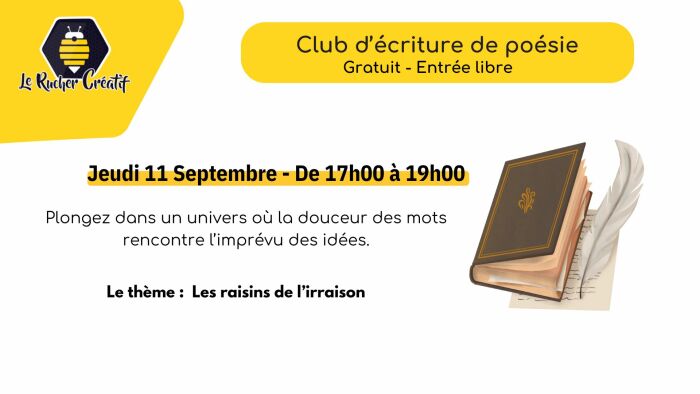 Visuel club d'écriture poésie Le Rucher Créatif