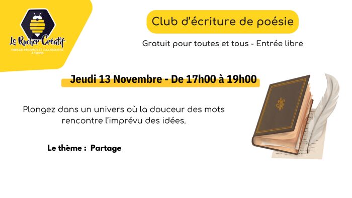 Visuel club lecture poésie Le Rucher Créatif