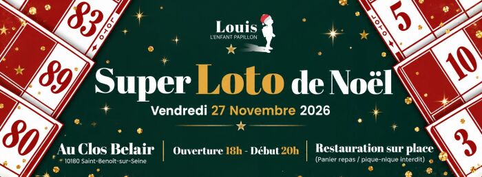 affiche loto de noël Louis l'Enfant Papillon