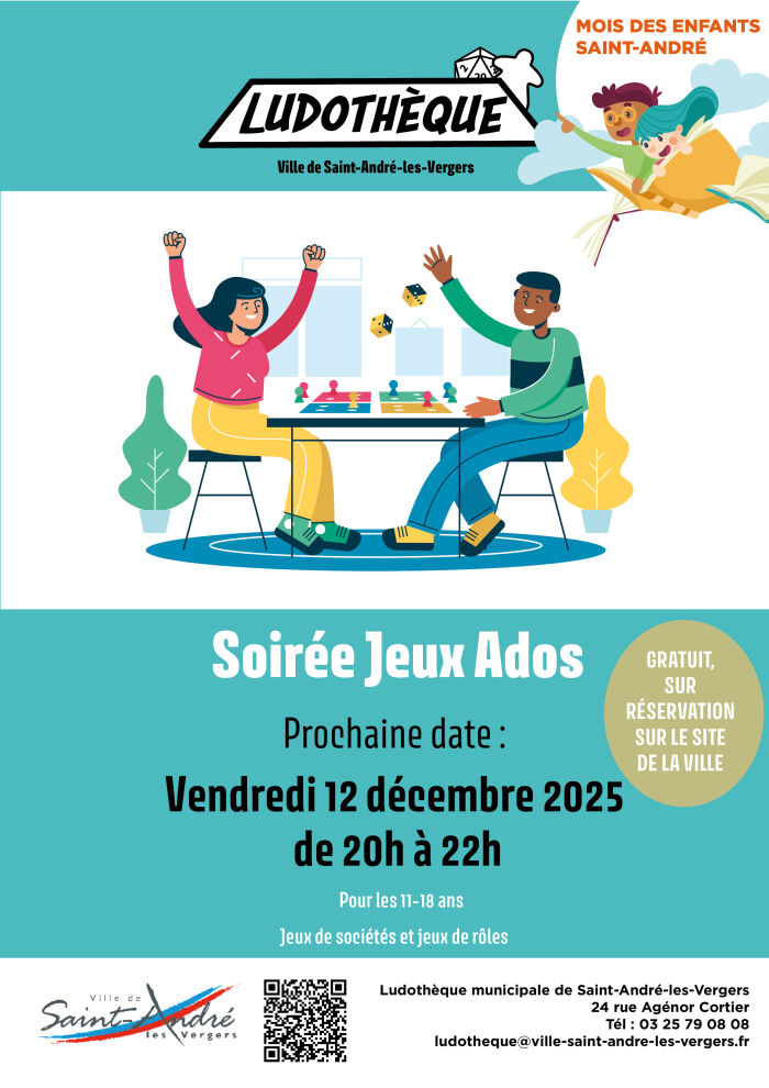 affiche soirée jeux ados Service Communication de Saint-André-les-Vergers