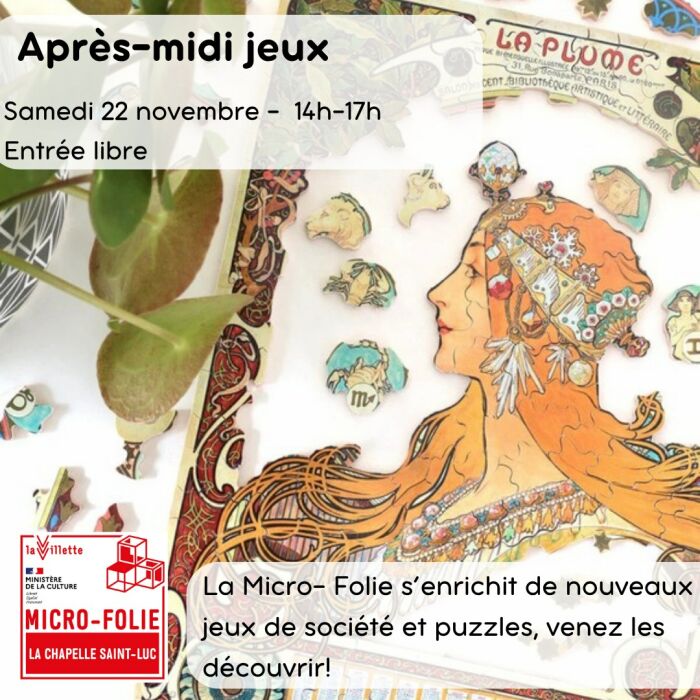 Affiche après-midi jeux Micro-Folie La Chapelle St Luc