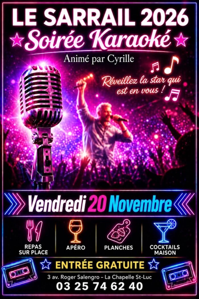affiche soirée karaoké Le Sarrail