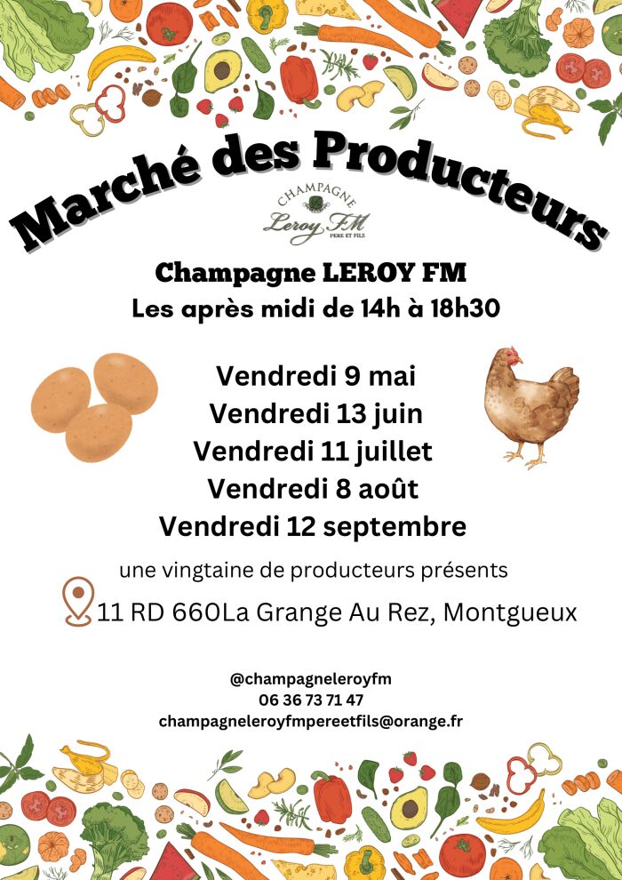 Affiche Marché des producteurs Champagne Leroy FM