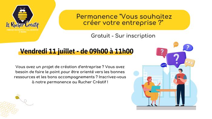 Visuel permanence création d'entreprise Le Rucher Créatif