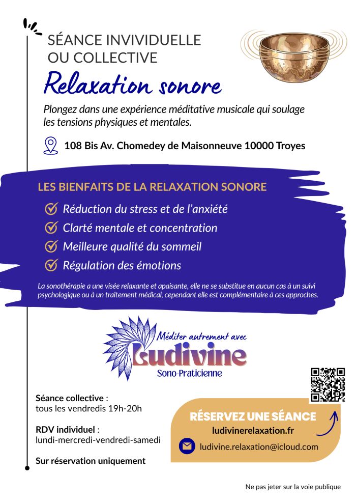 affiche séance relaxation sonore Ludivine Schott