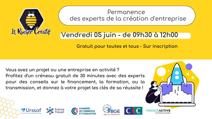 permanence expert création d'entreprise Le Rucher Créatif