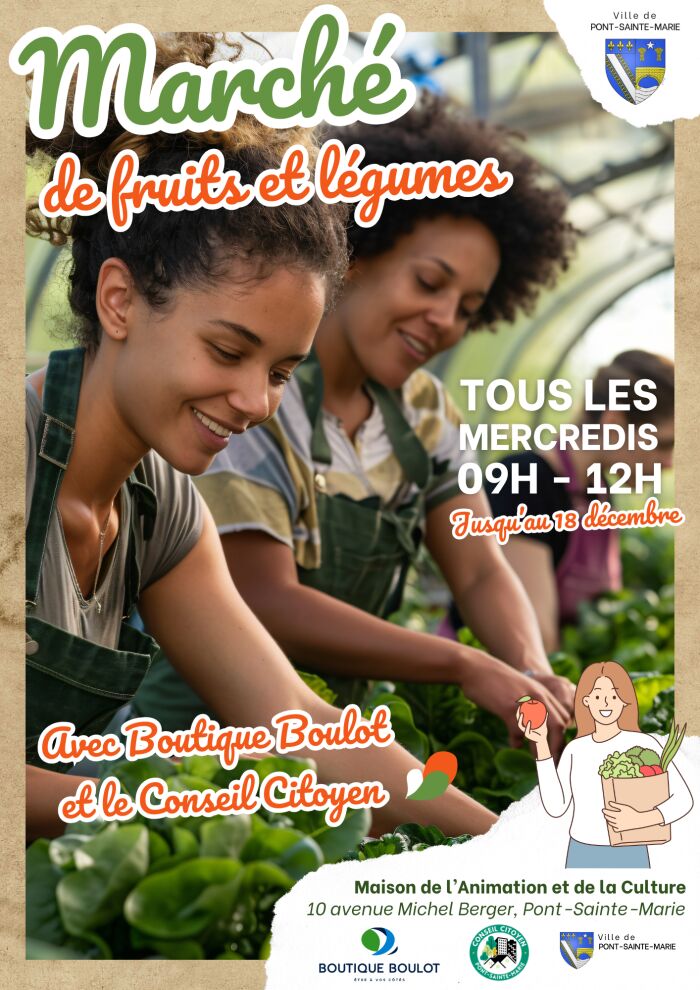 Un marché de fruits et légumes au quartier Debussy : Un rendez-vous hebdomadaire à ne pas manquer !_Pont-Sainte-Marie Ville de Pont Sainte-Marie