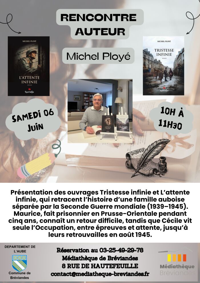 affiche rencontre auteur Médiathèque de Bréviandes