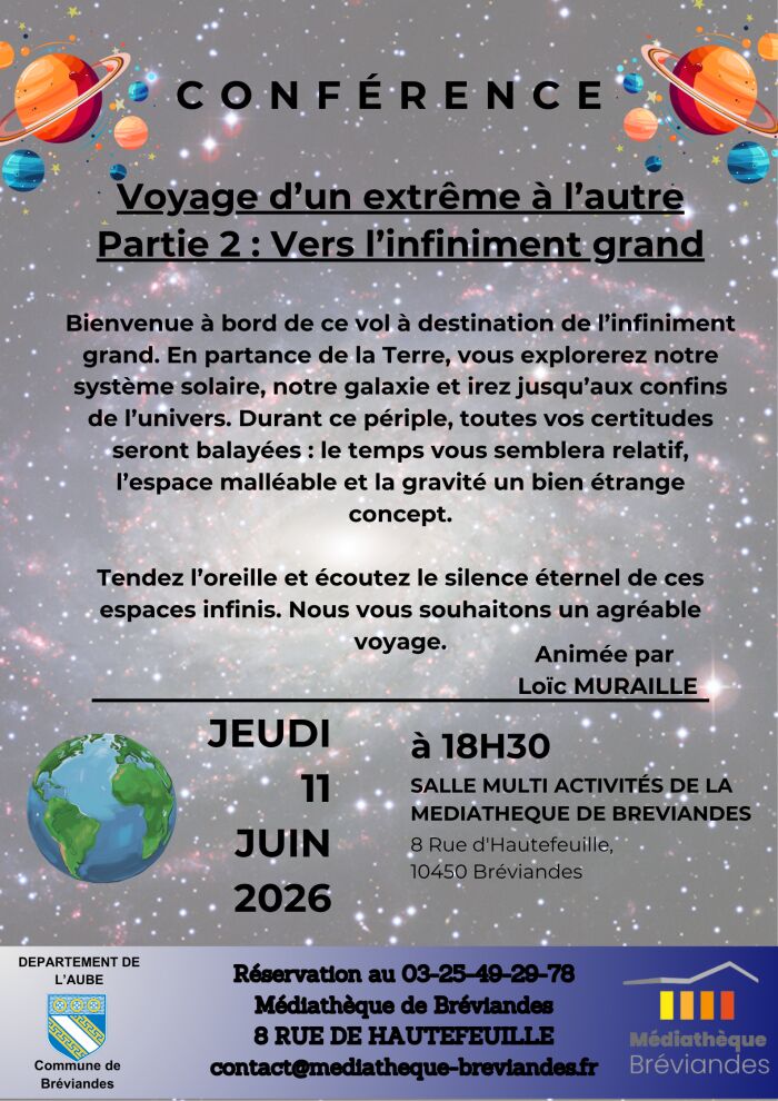 affiche conférence Médiathèque de Bréviandes
