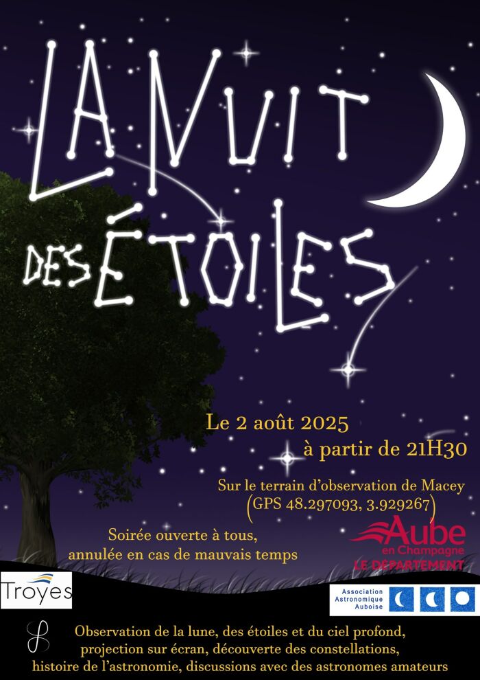 affiche la nuit des étoiles Association Astronomique Auboise