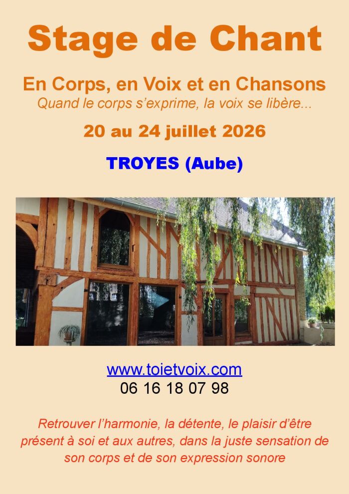 Affiche stage de chant cécile Pieplu