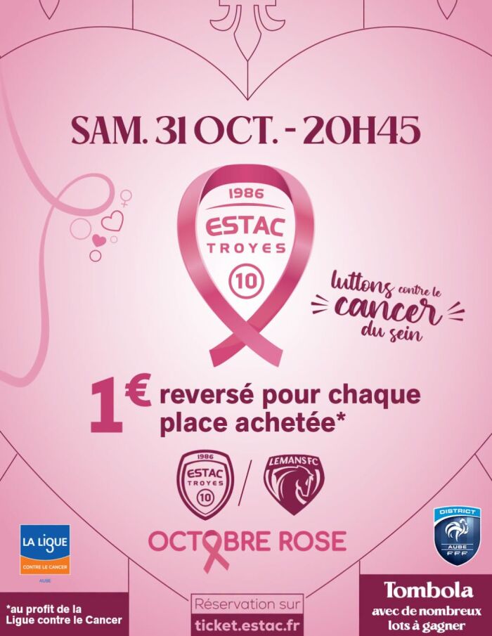 ESTAC – Le Mans : un match solidaire pour Octobre Rose !_Troyes Estac Troyes