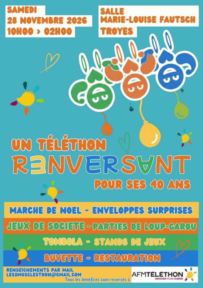 Affiche Téléthon des 3 Muscles'thon_Troyes Les 3 Muscles'thon