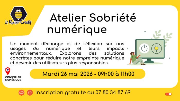 affiche atelier sobriété numérique Le Rucher Créatif