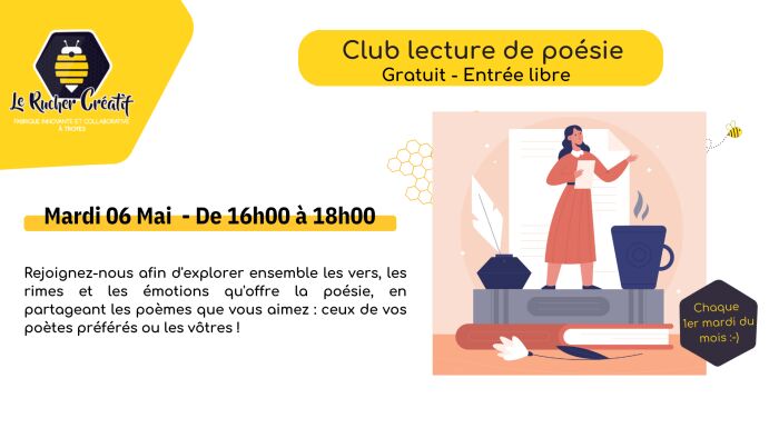 Visuel club lecture poésie Le Rucher Créatif