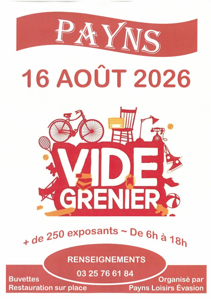 affiche vide-grenier annuel Payns Loisirs Evasion