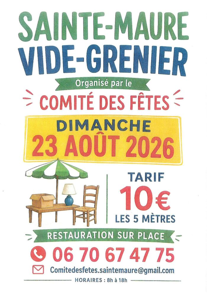 Vide-greniers_Sainte-Maure Comité des Fêtes de Sainte-Maure