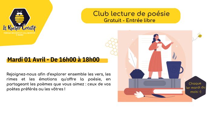 Visuel club lecture poésie Le Rucher Créatif
