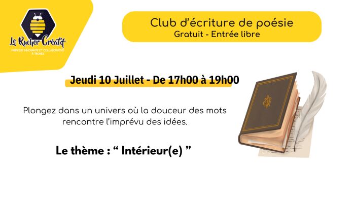 Visuel club écriture poésie Le Rucher Créatif