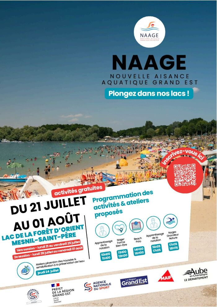 Activités gratuites du programme NAAGE_Mesnil-Saint-Père Nouvelle Aisance Aquatique Grand Est