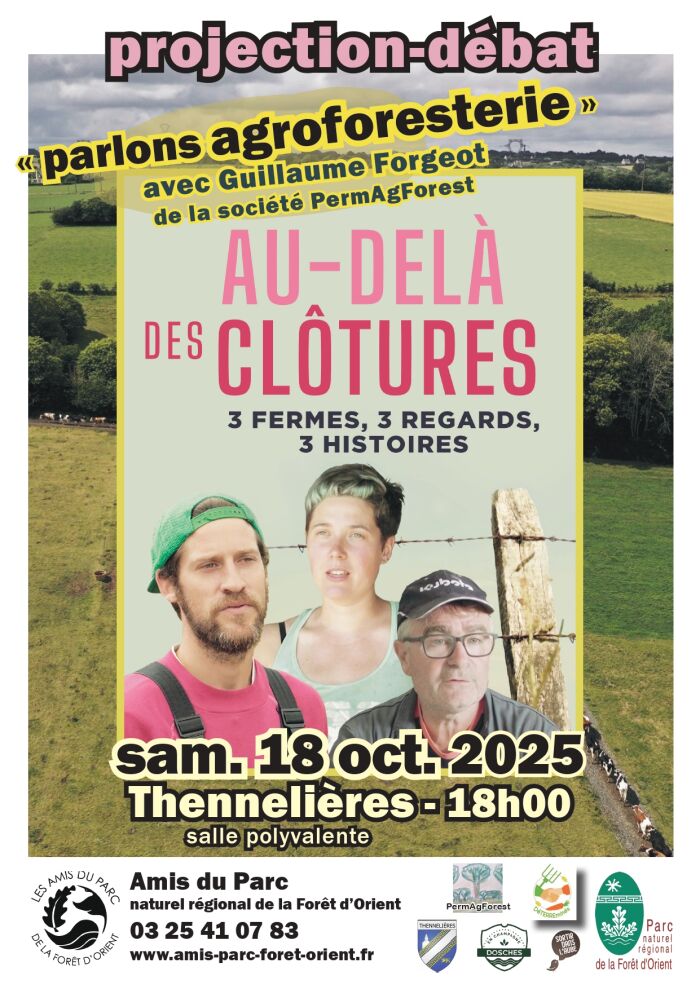affiche projection débat Association des Amis du Parc naturel régional de la Forêt d'Orient