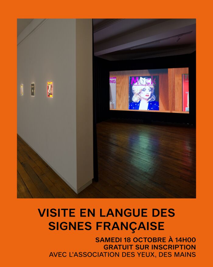 Affiche vg en LSF X-Dresser, Transformation, Her (Travestite Times), Body Double 34 courtesy Brice Dellsperger, ADAPG 2025 / Aurélien Mole (recadré)