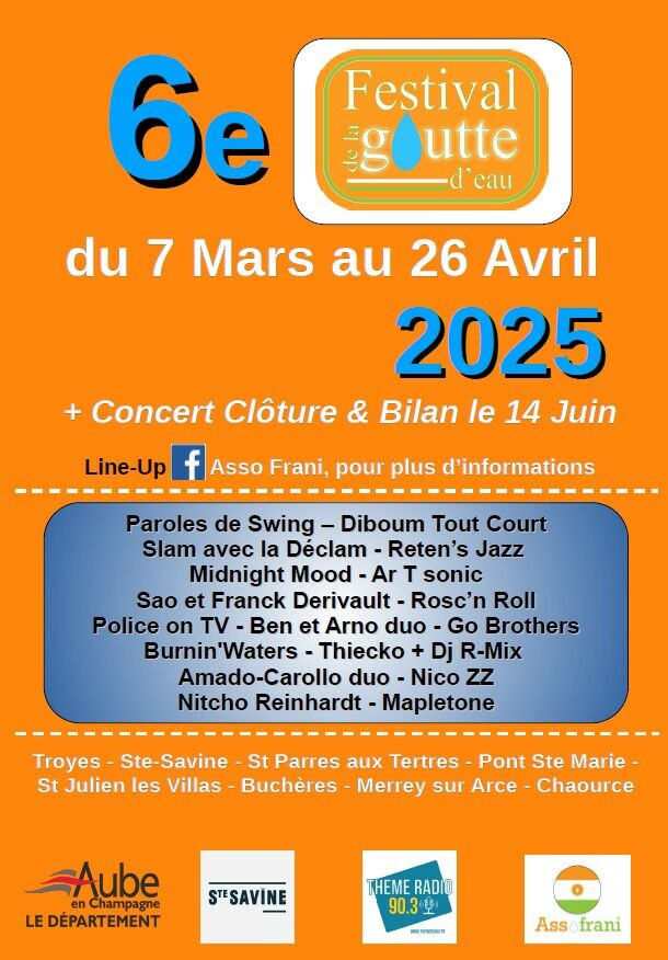 Affiche festival de la Goutte d'Eau Assofrani