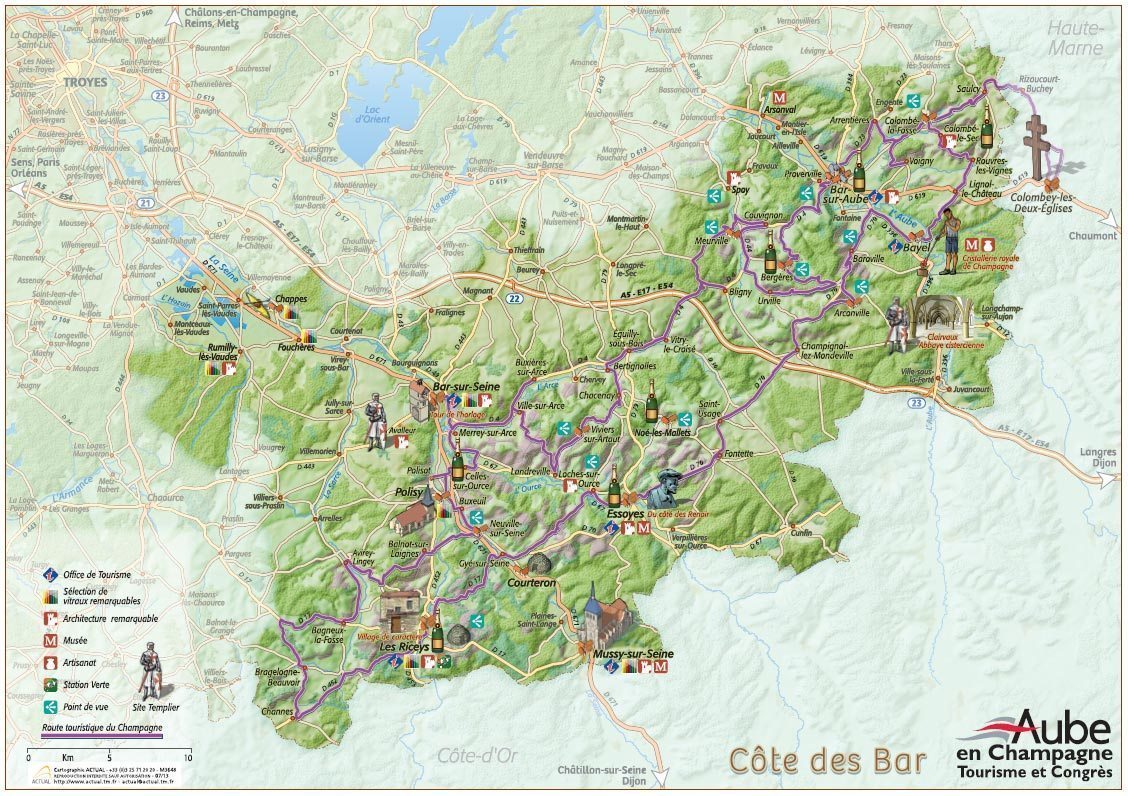 Carte touristique <br></noscript></noscript> de la Côte des bar