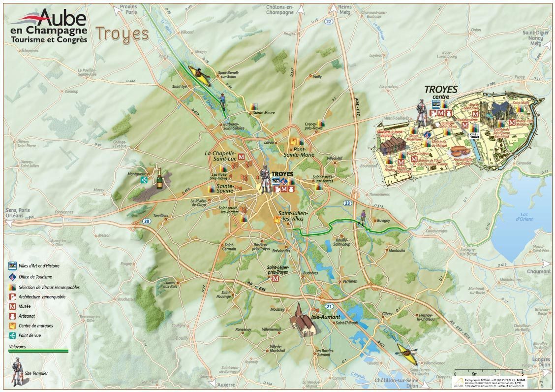 Carte touristique <br></noscript></noscript>de Troyes et son agglomération